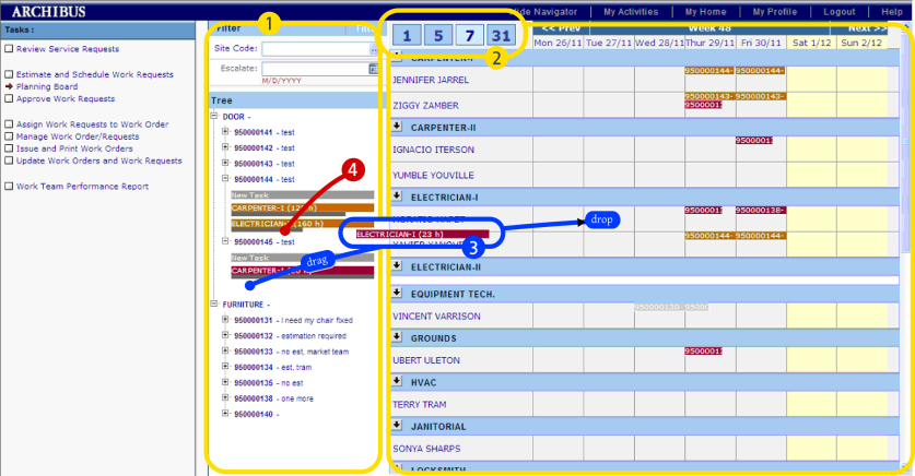 Planning Board interface